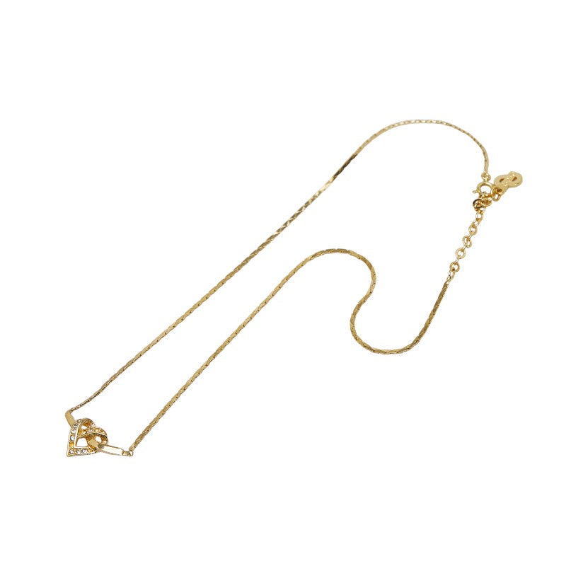 Dior Rhinestone Heart Necklace Metal Necklace in Good condition
