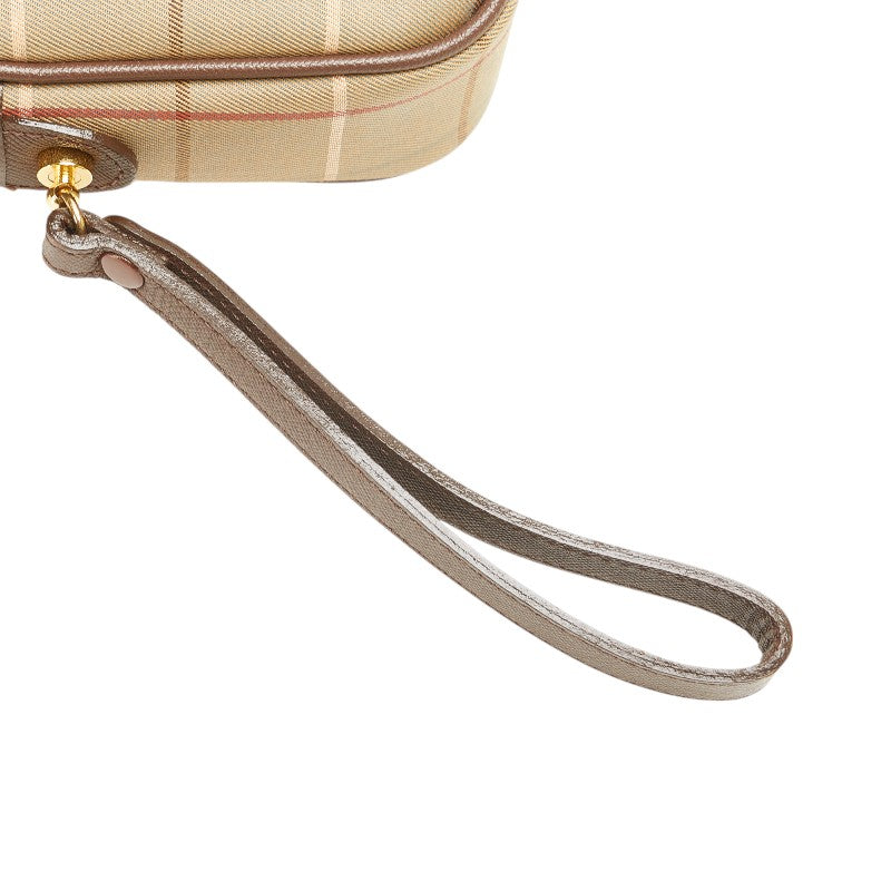 Burberry Check Canvas Leather Pouch