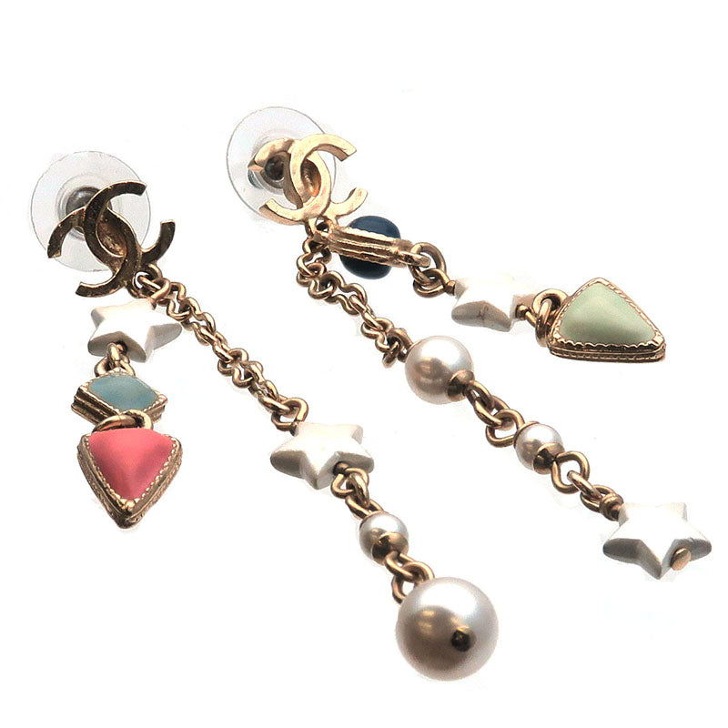 Chanel CoCo Mark Drop Earrings Imitation Pearl Champagne Gold AP