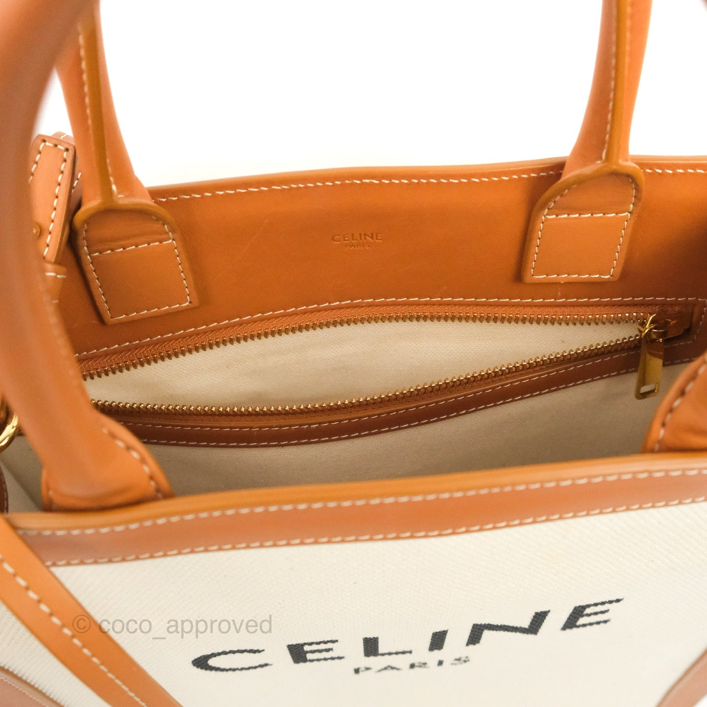Celine Small Vertical Cabas Tote With Celine Print Natural/Tan