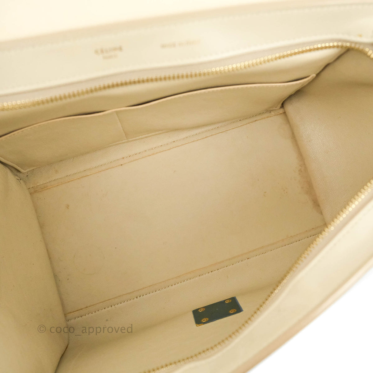 Celine Small Sleek Calfskin Tri-Color Trapeze Ivory