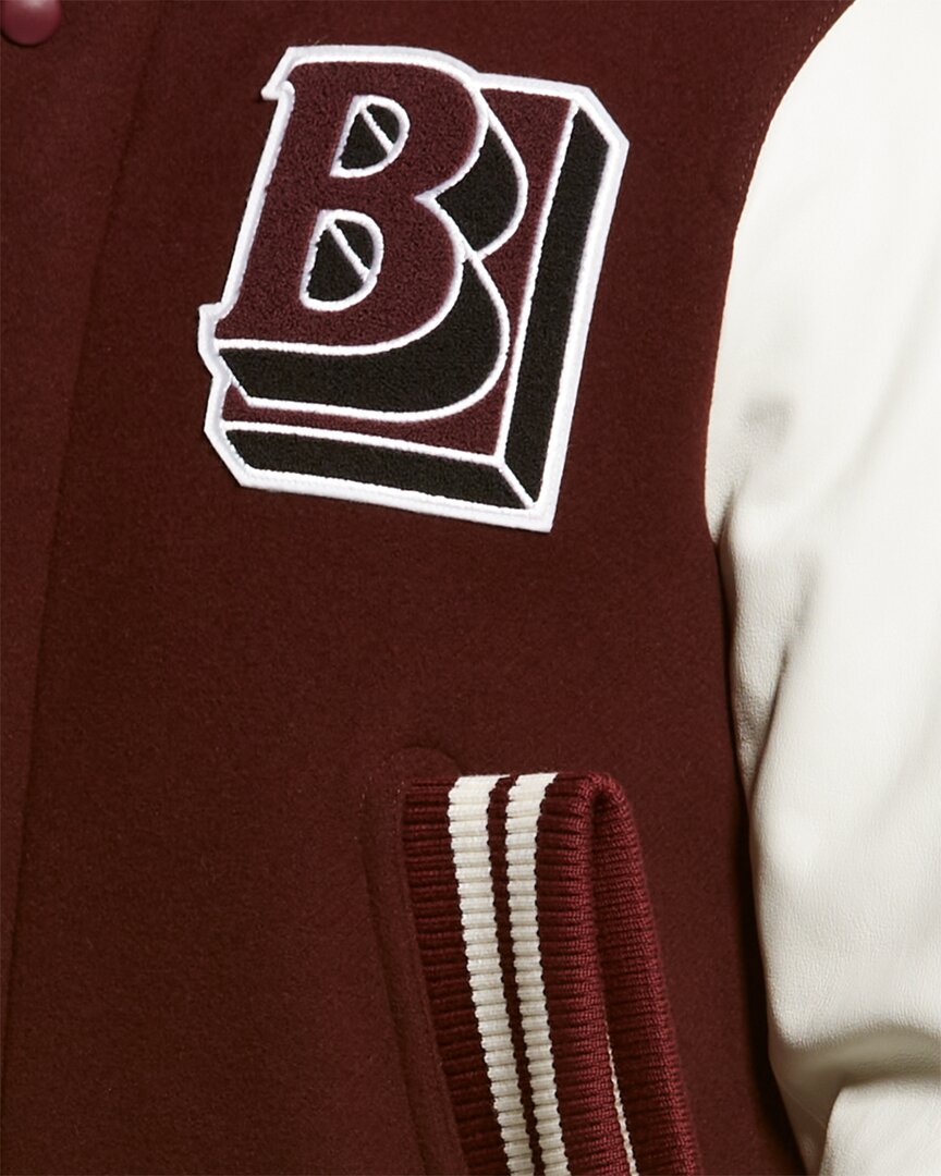 Burberry Leather-Trim Wool-Blend Bomber Jacket
