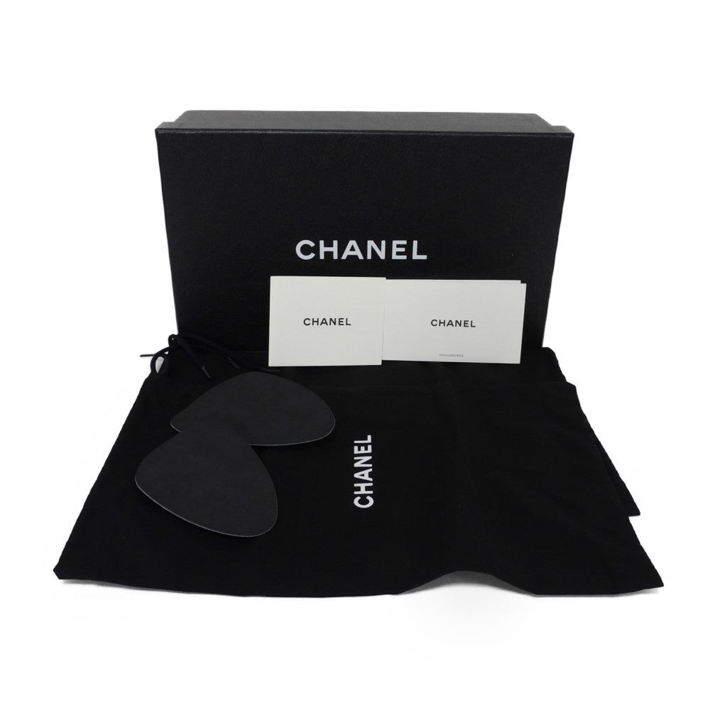 CHANEL Slip-on G29762 Satin x Grosgrain x Jute Black x Gold CC mark COCO Mark tweed espadrilles 37