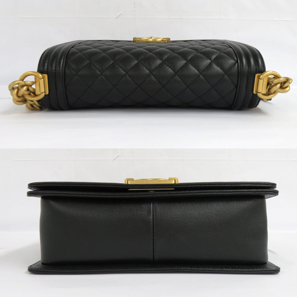 CHANEL CHANEL BOY CHANEL 25 Handbag A67086 Matrasse Chain Shoulder Bag Black Vintage G Caviar S