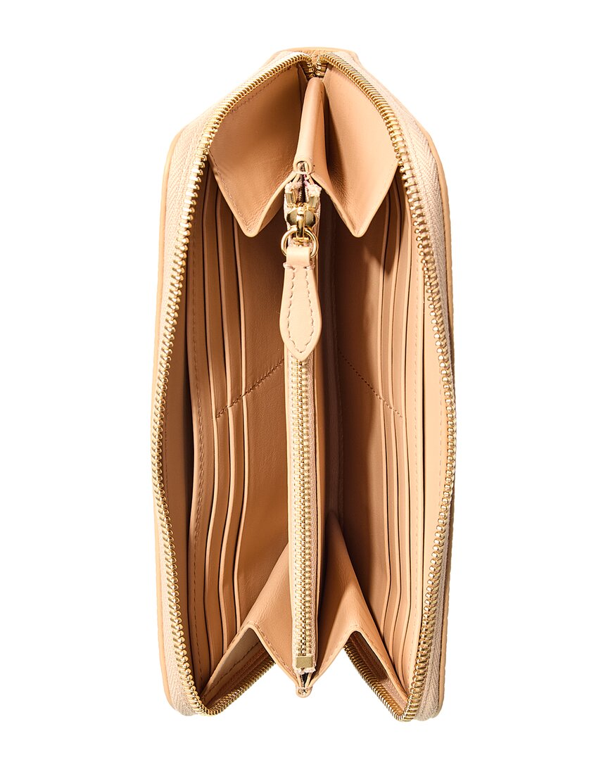 Burberry Logo Leather Zip Around Wallet