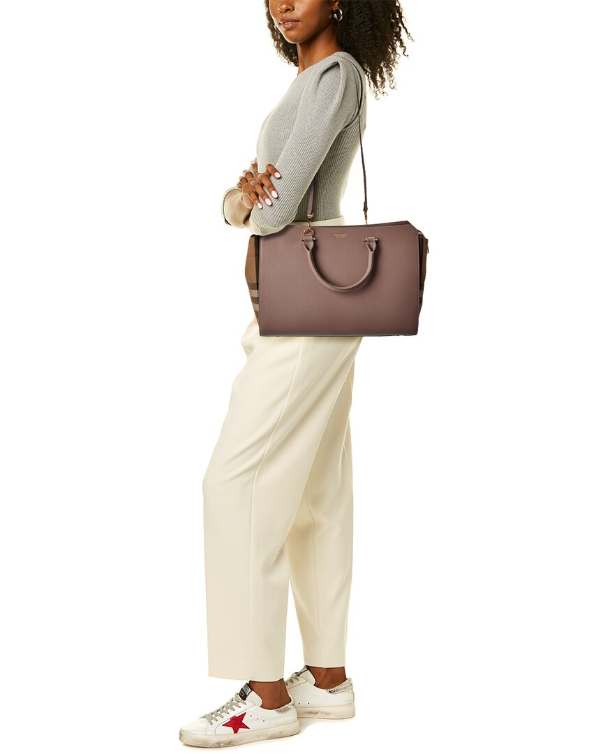 Burberry Banwell Medium Leather & Check Canvas Satchel