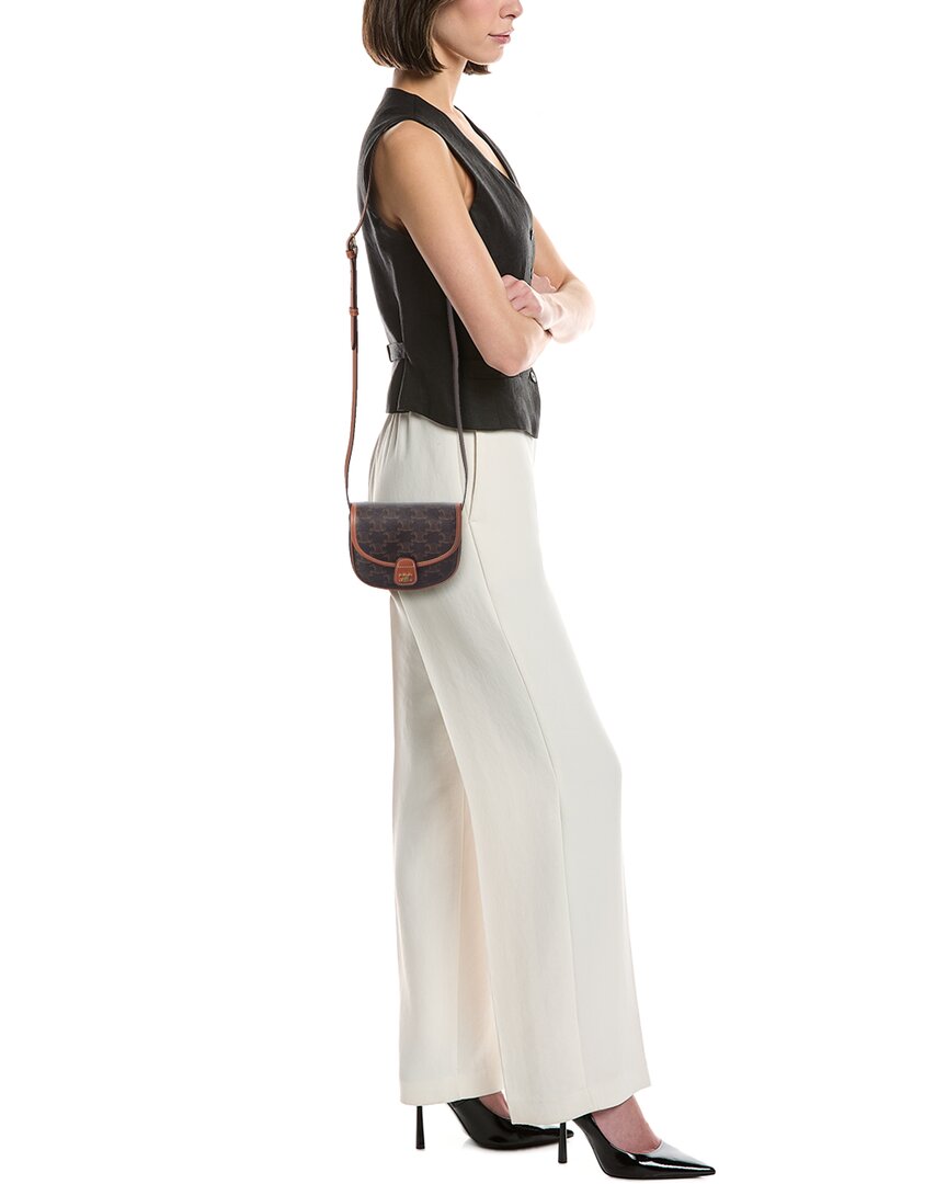 Celine Besace Mini Triomphe Coated Canvas & Leather Crossbody