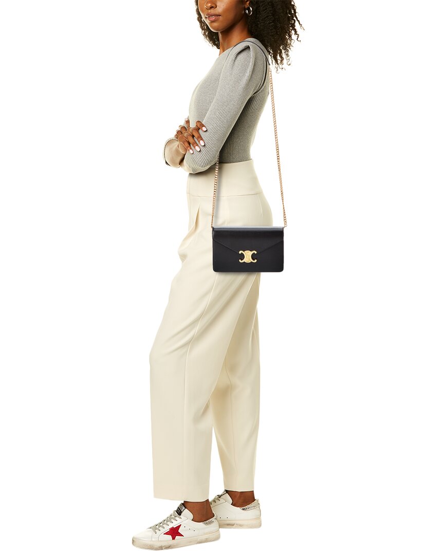 Celine Triomphe Leather Wallet On Chain