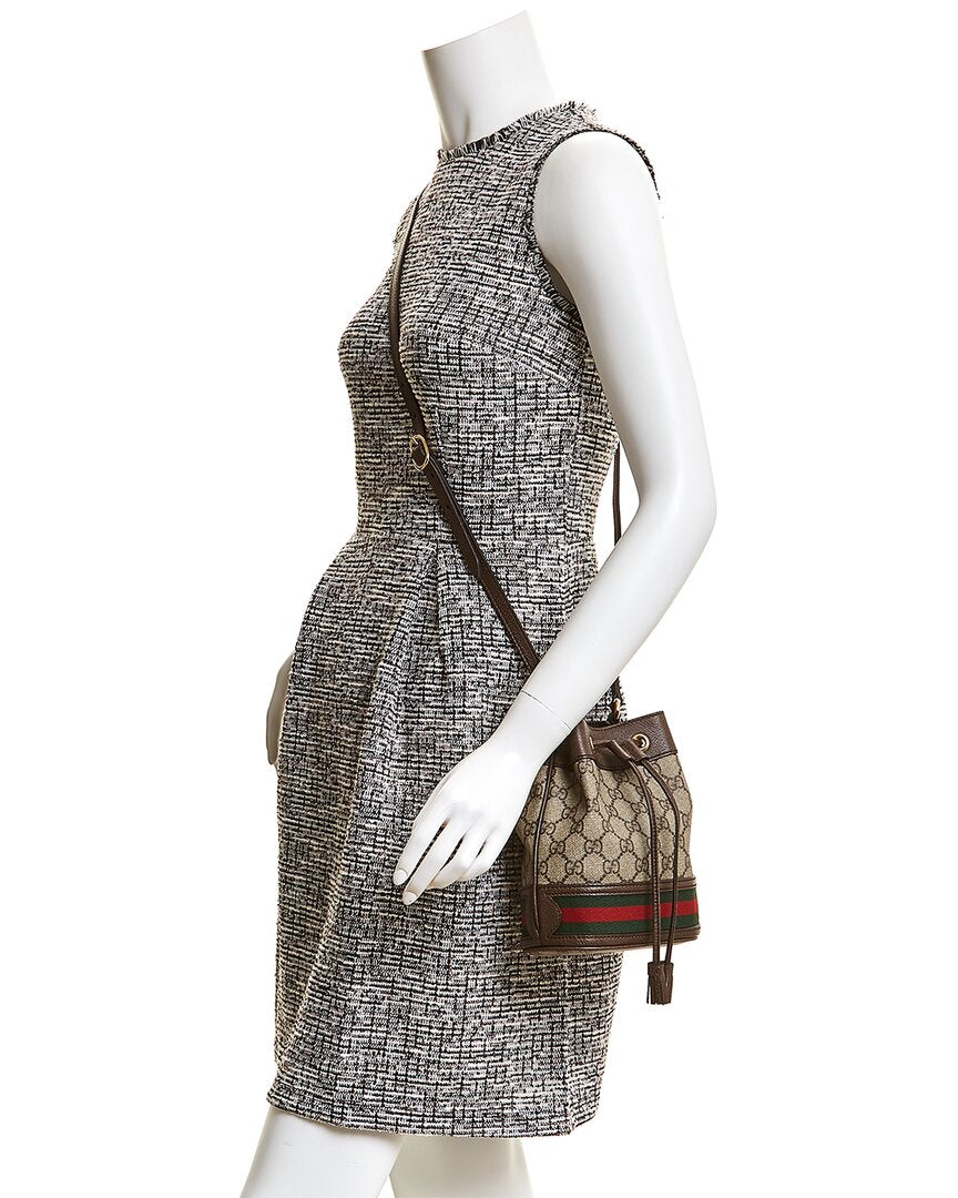 Gucci Ophidia Mini Gg Supreme Canvas & Leather Bucket Bag