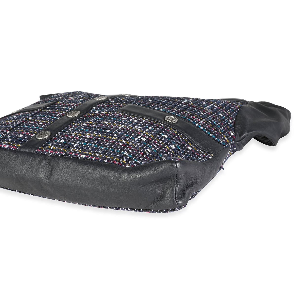 CHANEL Navy Lambskin & Multicolor Tweed Girl Bag