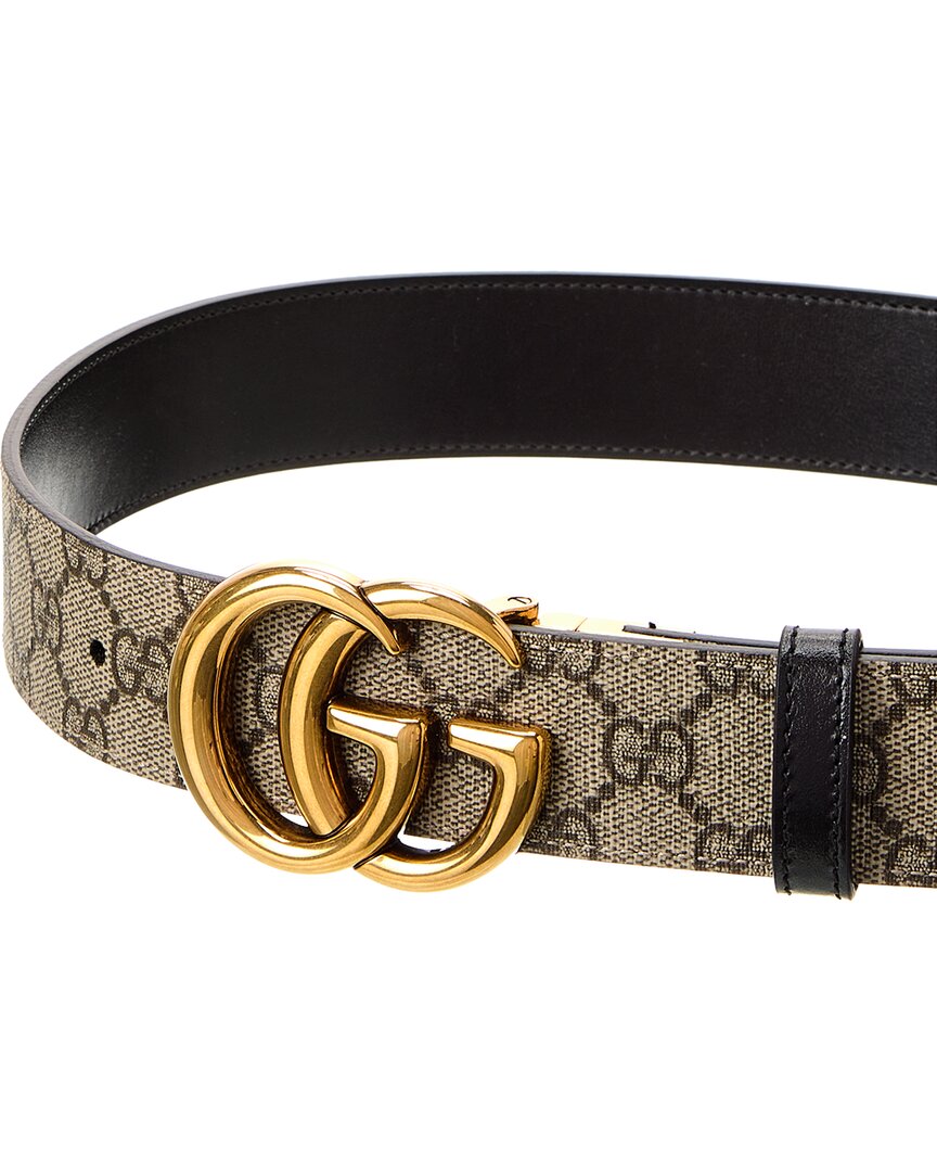 Gucci Gg Marmont Reversible Gg Supreme Canvas & Leather Belt