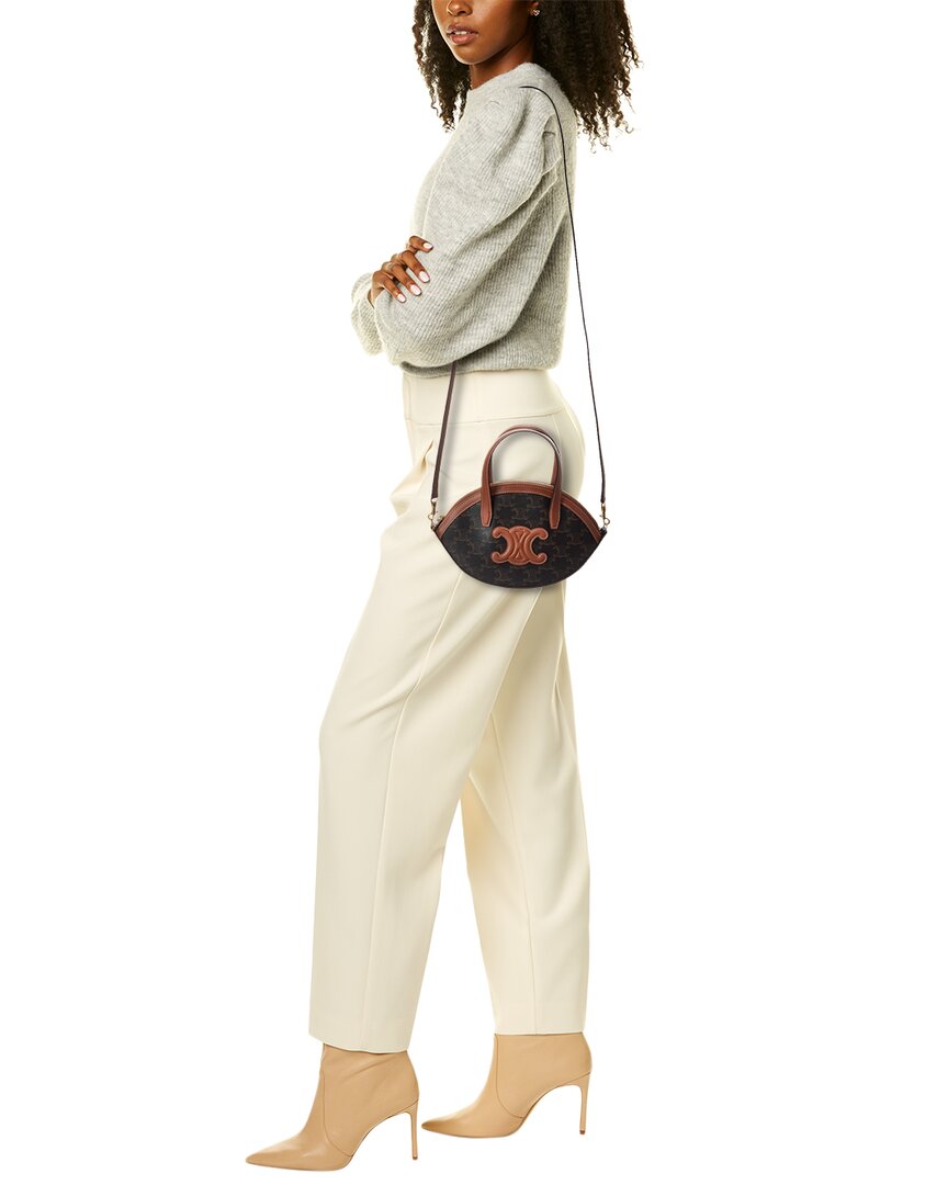 Celine Oval Triomphe Canvas & Leather Tote