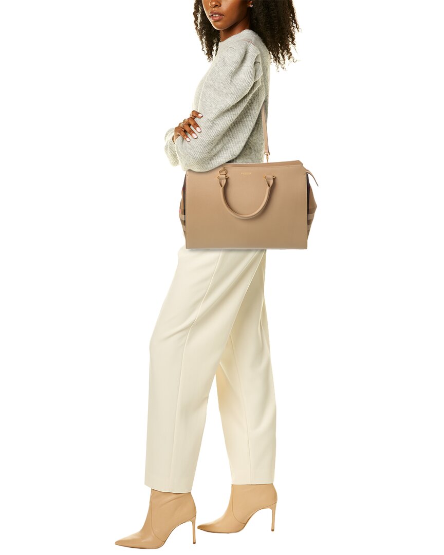 Burberry Banwell Medium Check Canvas & Leather Satchel