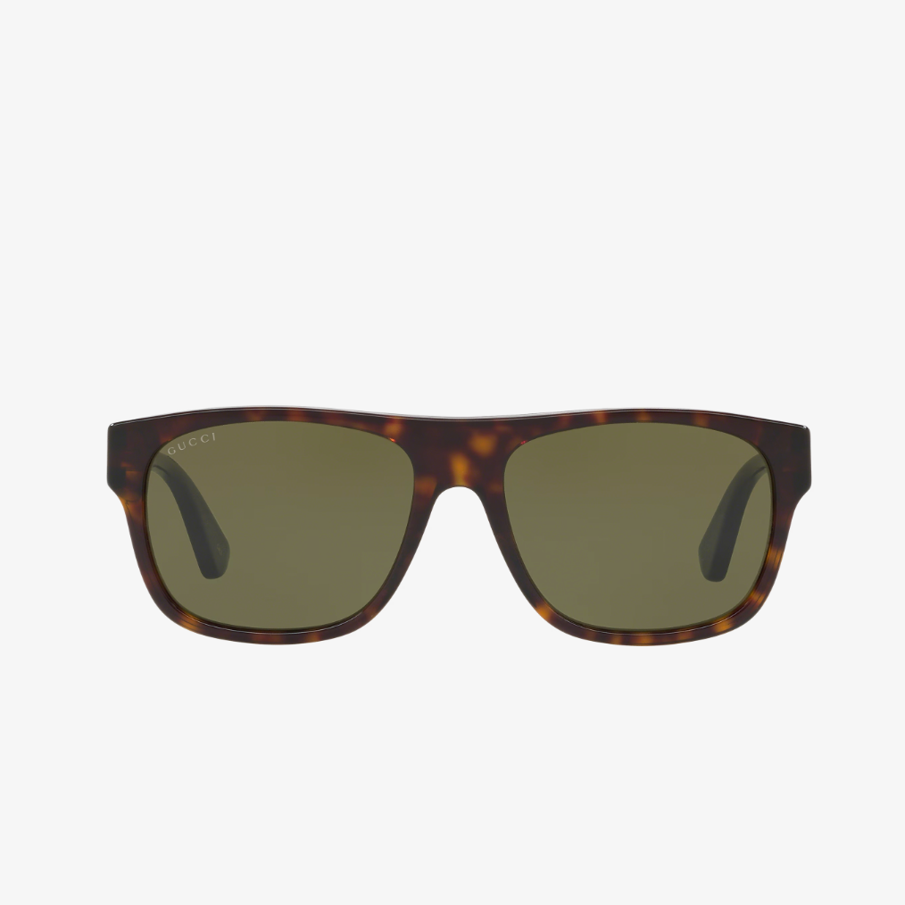 Gucci GG0341S-003 Tortoiseshell Square Sunglasses with Beige Accent