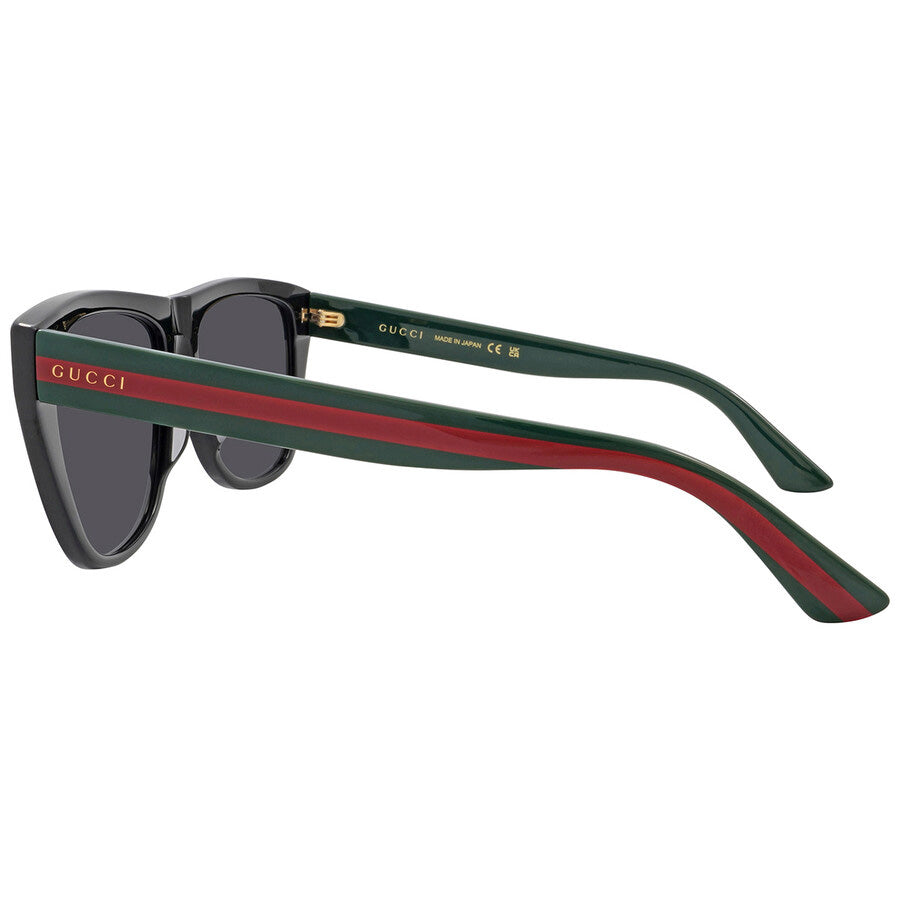 Gucci GG0926S-001 Sleek Black Square Sunglasses with Dark Lenses and Striped Tem
