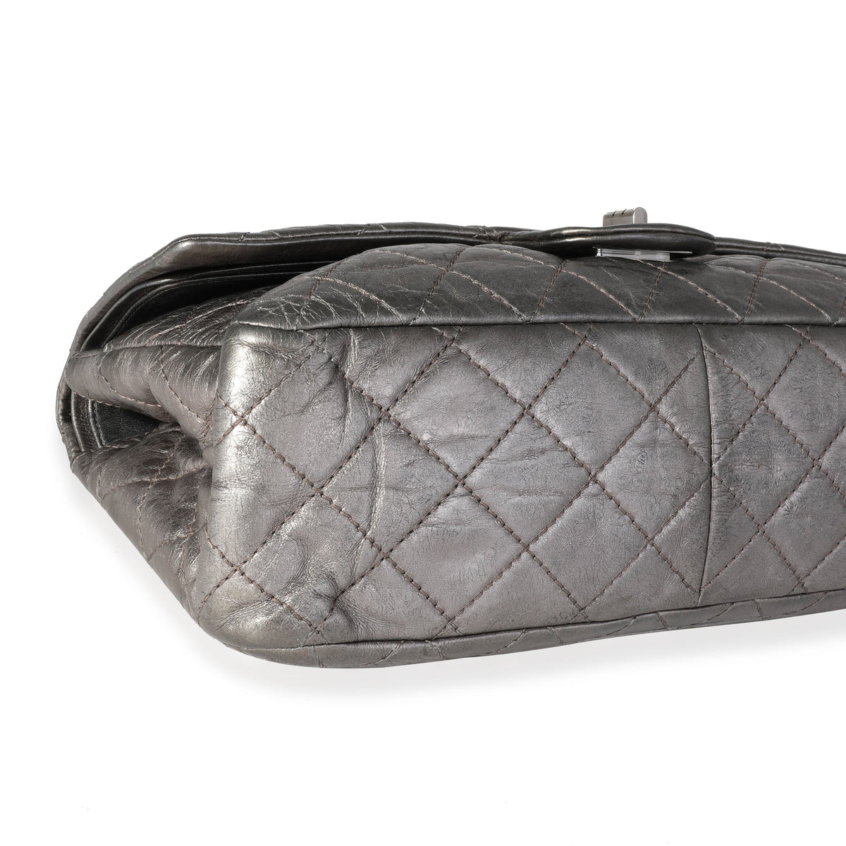 Top Quality Chanel Metallic Pewter Crinkle Lambskin Reissue 2.25 227 Double New Bag