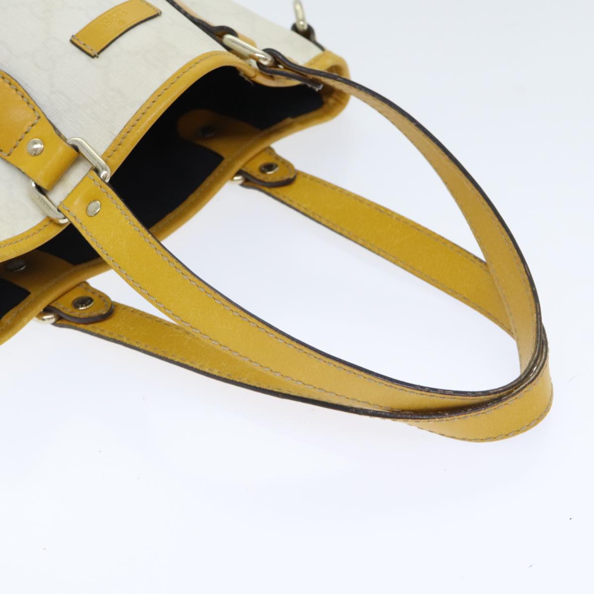 Gucci Gg Supreme White Leather Tote Bag
