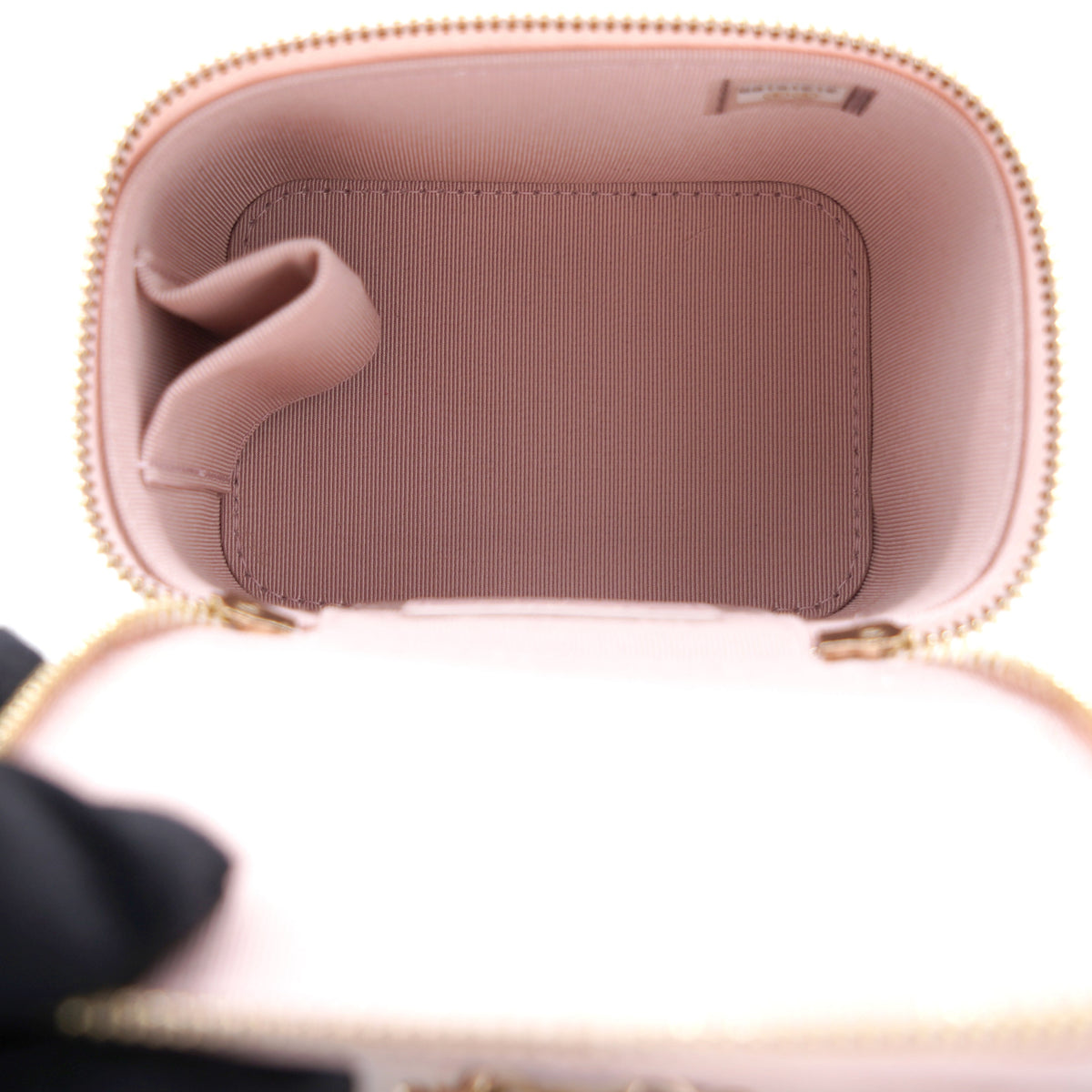 Chanel Mini Caviar GHW Vanity Case with Pearl Details Light Pink
