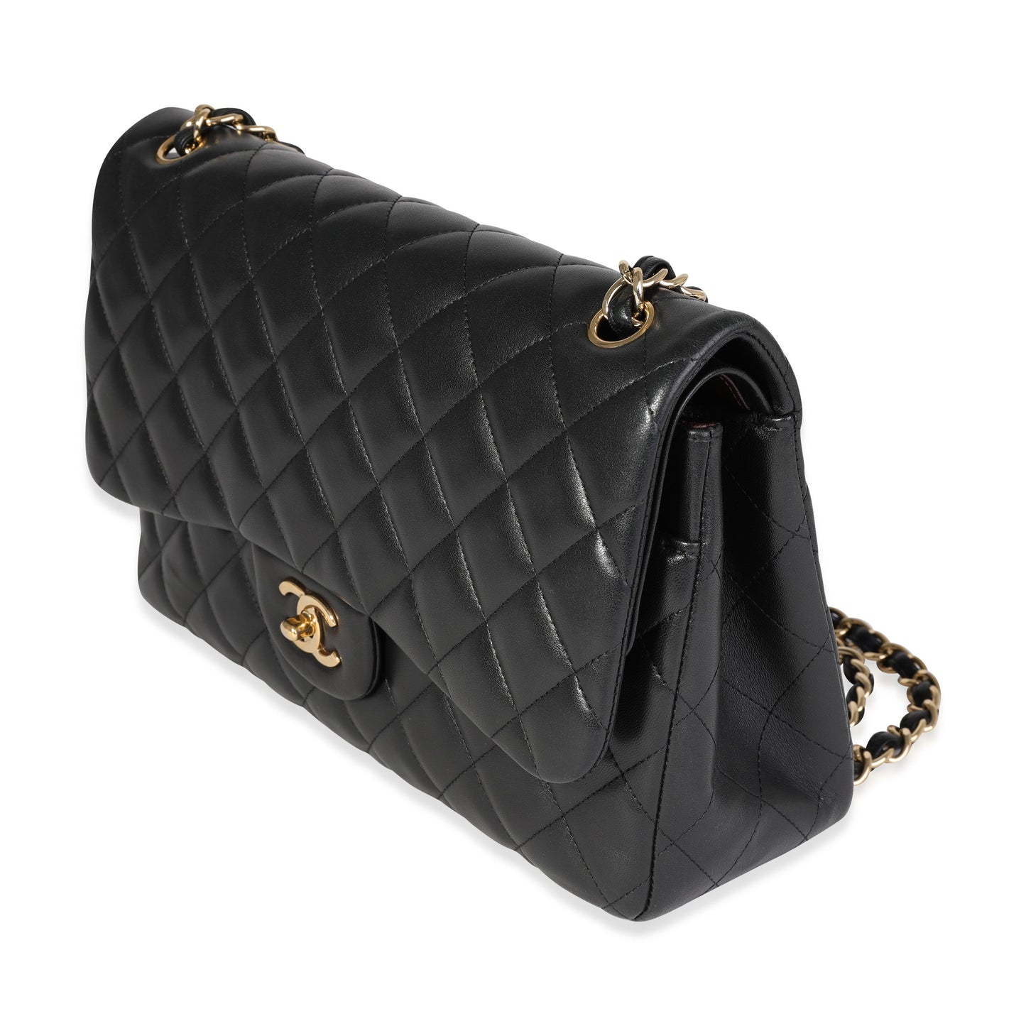 CHANEL Black Quilted Lambskin Jumbo Classic Double Flap Bag