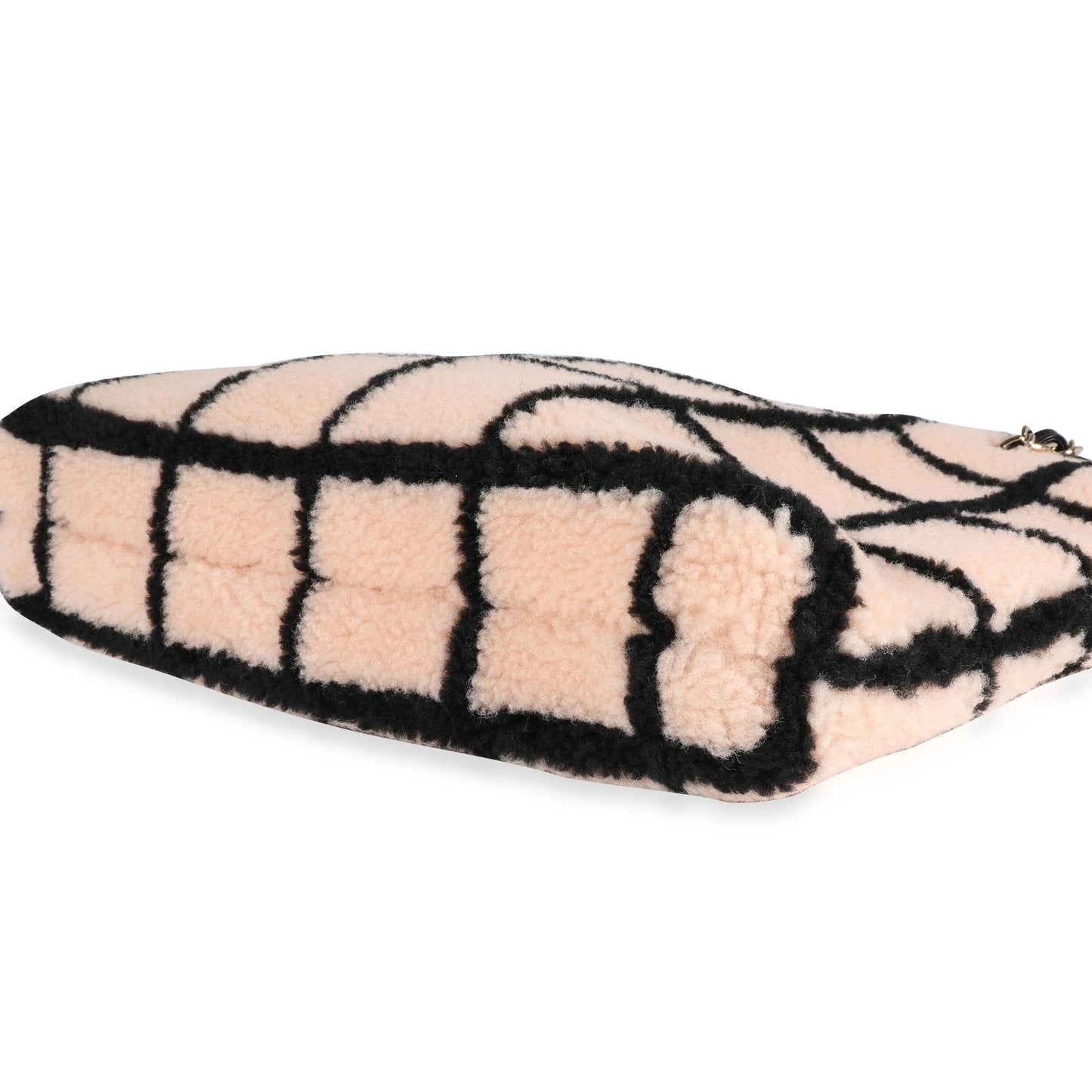 CHANEL Peach & Black Shearling Shopping Tote