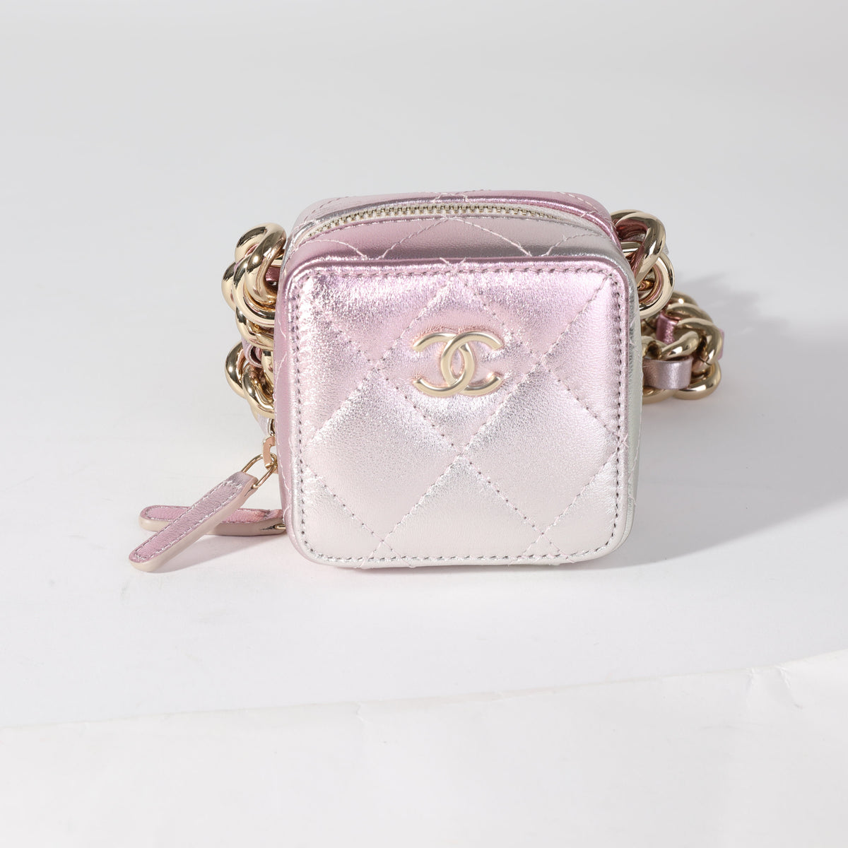 Top Quality Chanel Metallic Lambskin Quilted Coco Punk Cube Bag With Chain