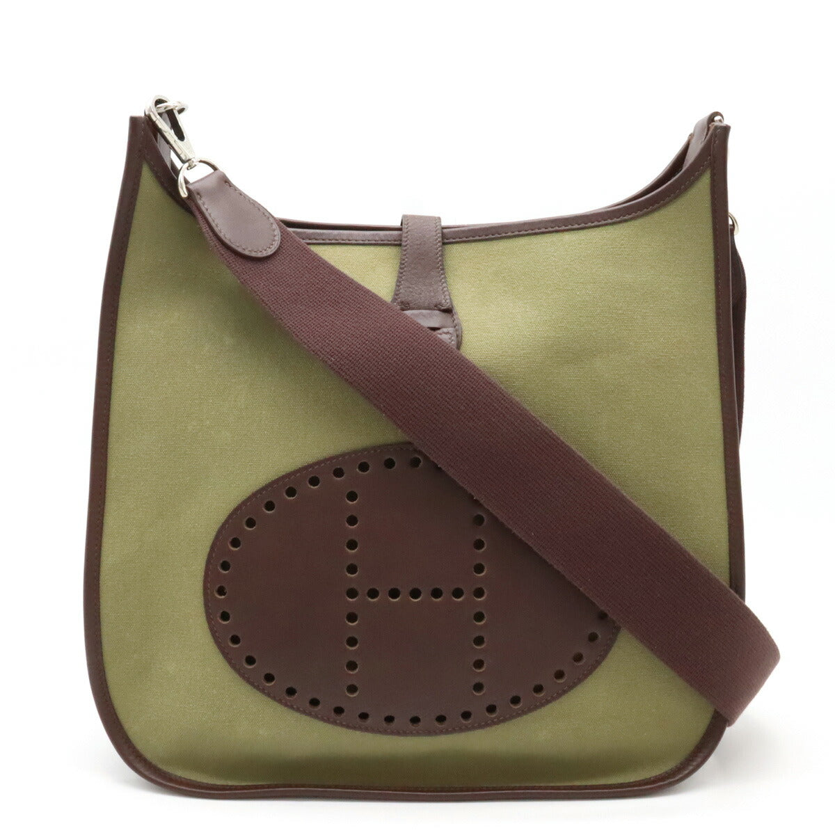 Hermes Evelyne Canvas Leather Shoulder Bag