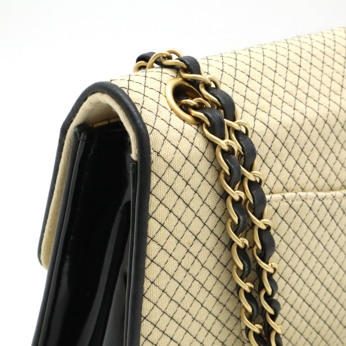 Chanel Cotton Jersey/Enamel Micro Quilting Coco Mark Chain Shoulder Bag Shoulder Bag