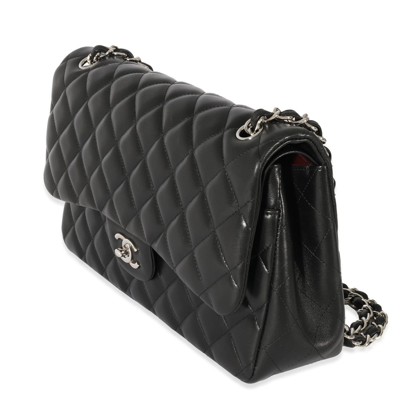 CHANEL Black Lambskin Jumbo Classic Double Flap
