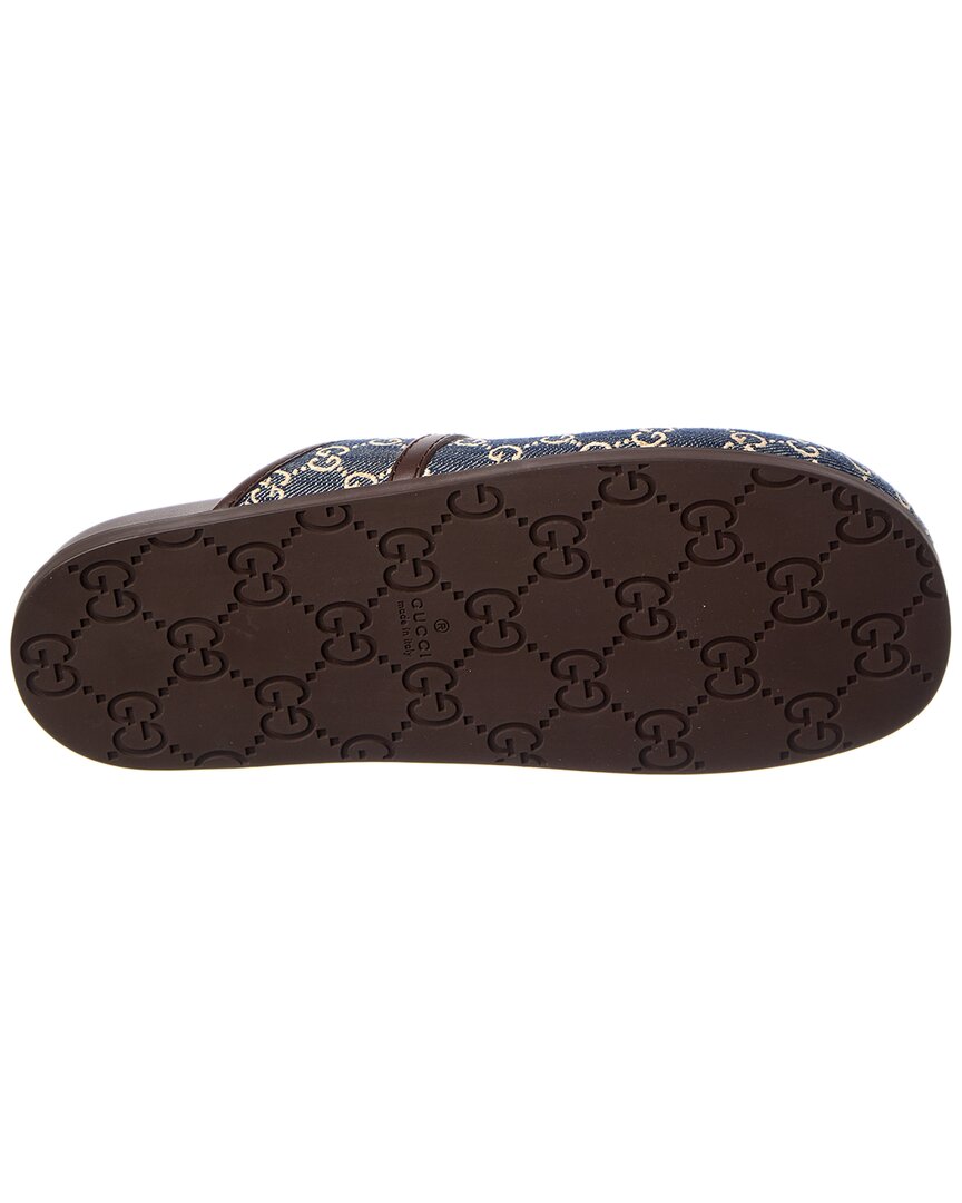 Gucci Horsebit Gg Denim & Leather Mule