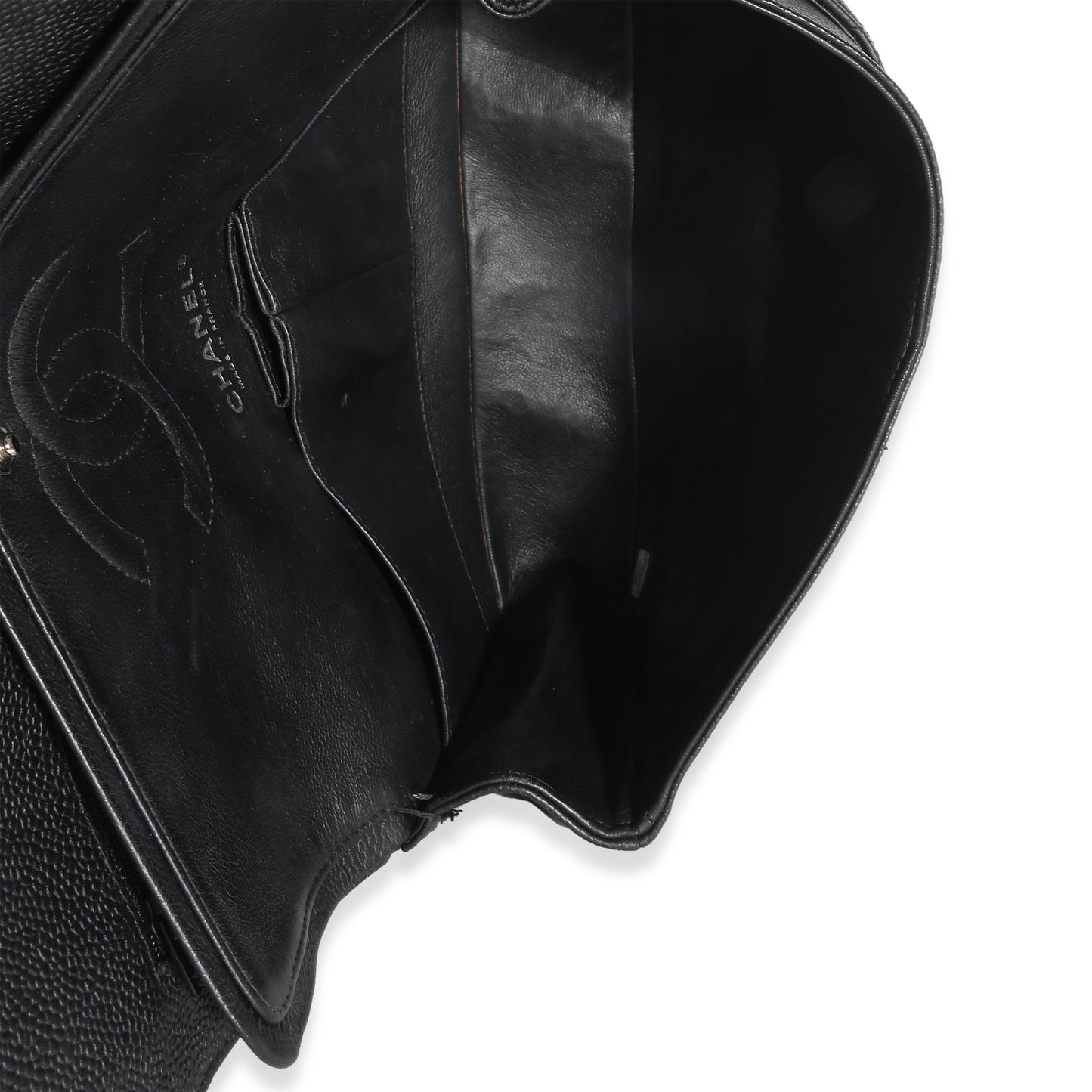 CHANEL Black Quilted Caviar Medium Classic Double Flap Bag