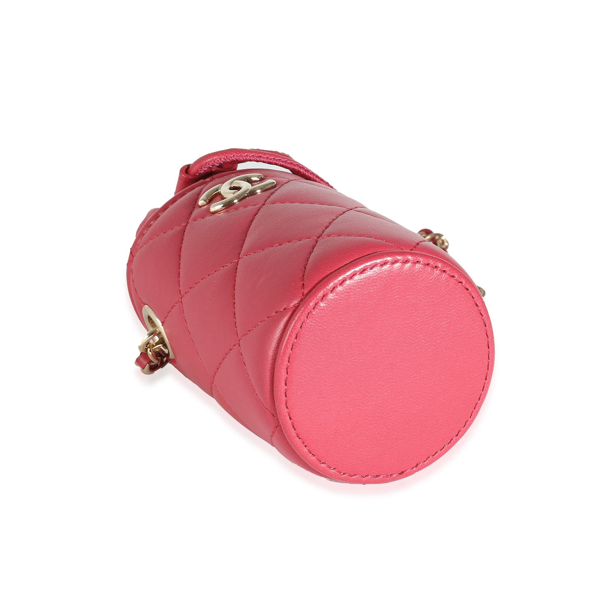 Top Quality Chanel Dark Pink Quilted Lambskin Micro Drawstring Bucket