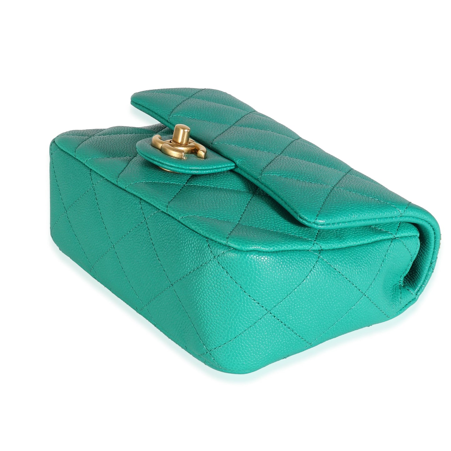 CHANEL Green Quilted Caviar Sweetheart Mini Flap Bag