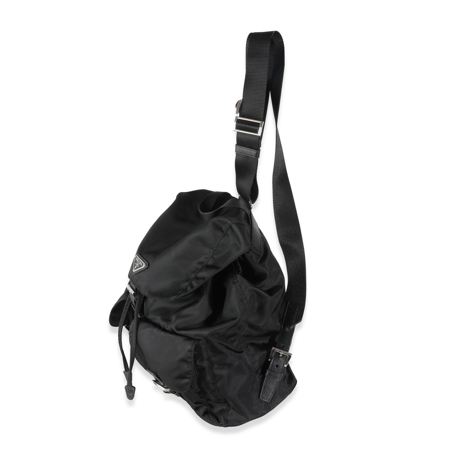 PRADA Black Tessuto Nylon Small Logo Backpack