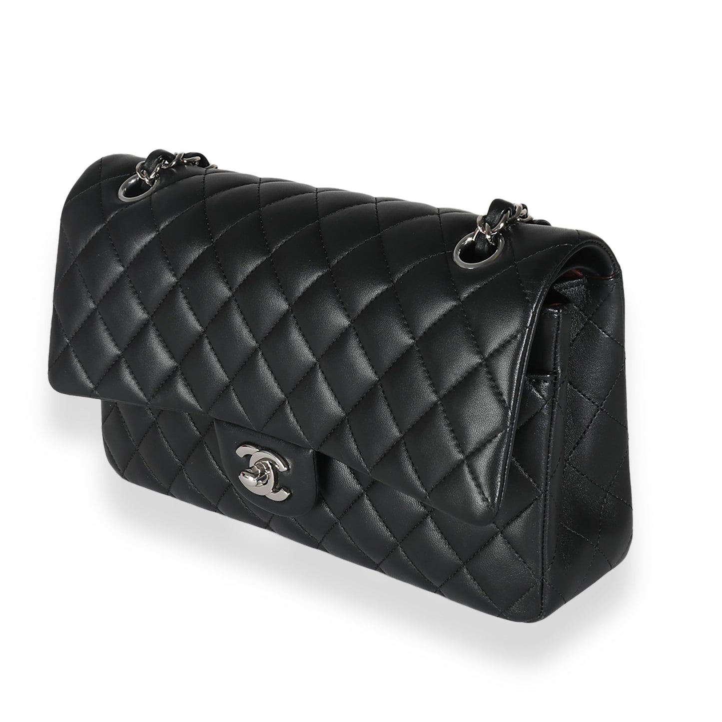 CHANEL Black Quilted Lambskin Medium Classic Double Flap Bag