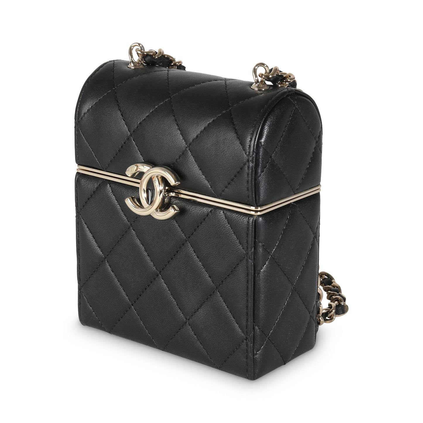 CHANEL 23C Black Quilted Lambskin Box Chain Vanity