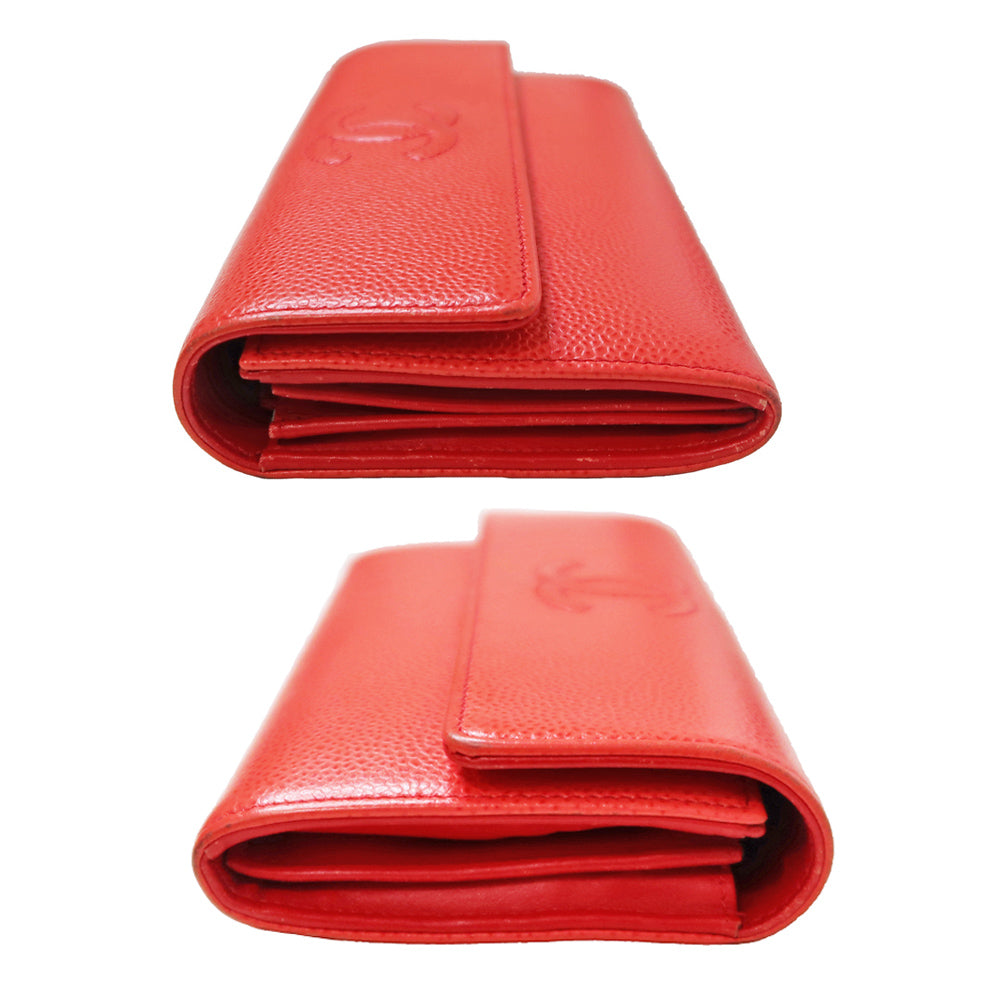 Chanel Long Wallet Orange Caviar S