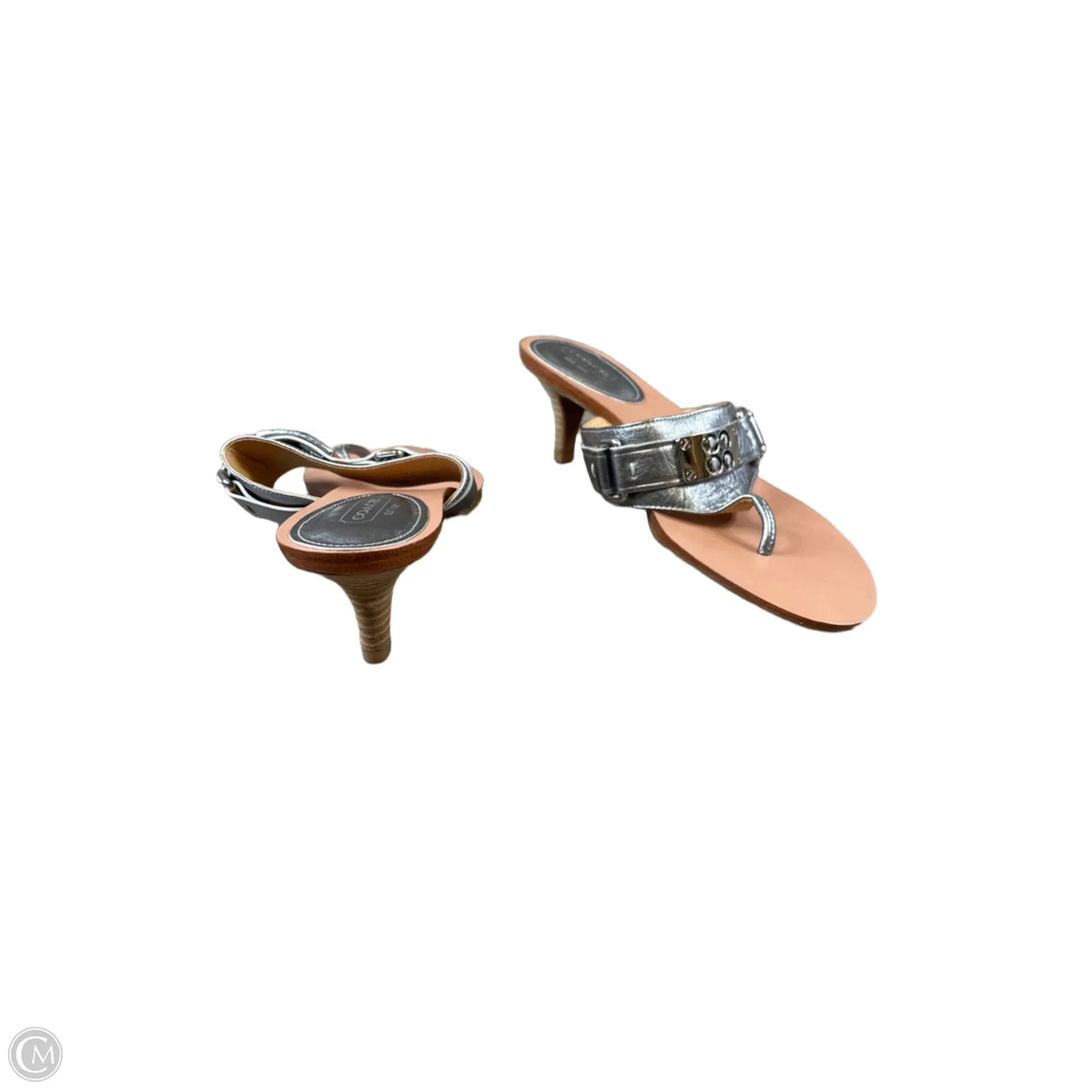 Sandals Designer By Coach In Silver, Size: 8
