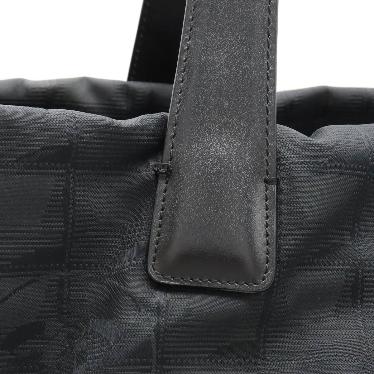 Chanel NEW LABEL LINE Tote MM TORTE Bag Nylon Black Black Gold A15991