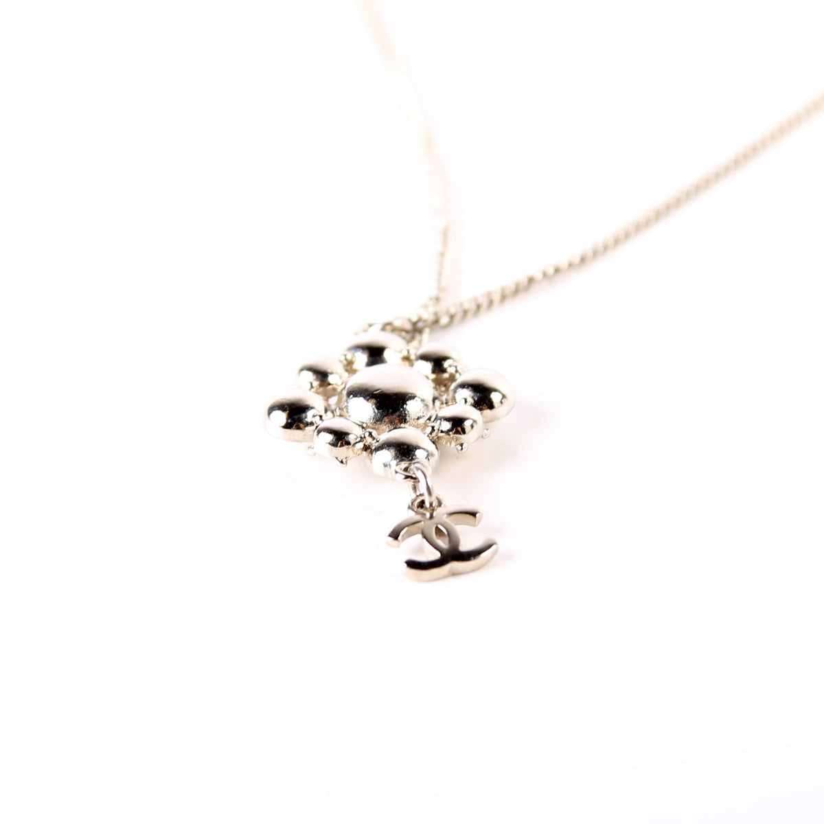 Rhinestone Cluster CC Pendant Necklace