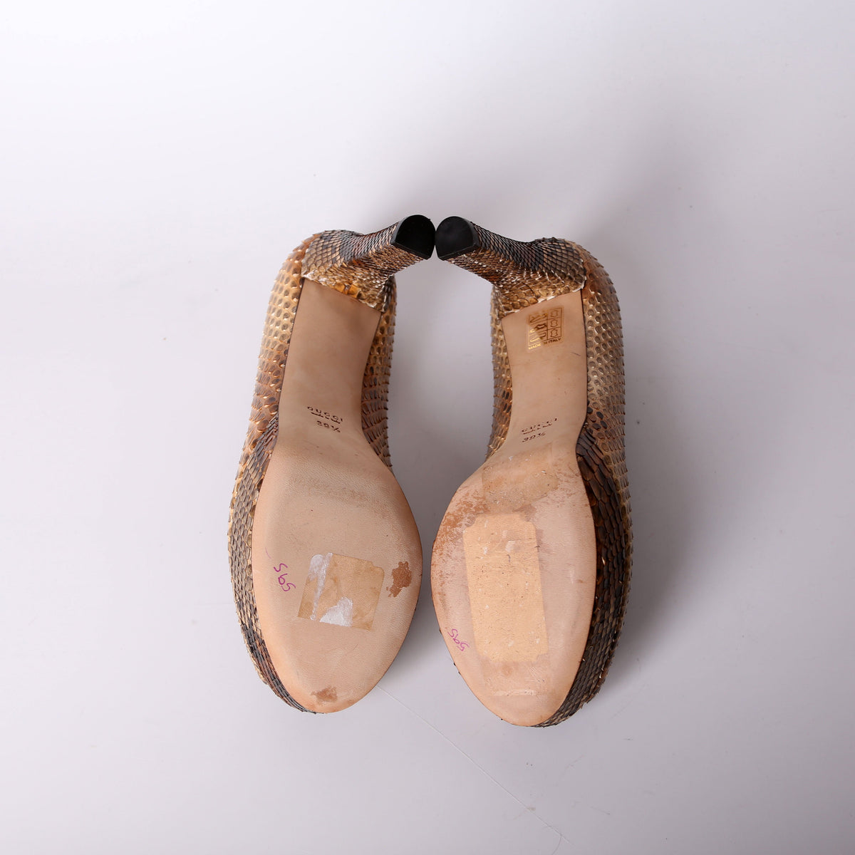 Snakeskin Open Toe Pumps Size .