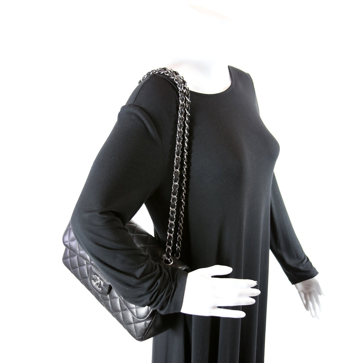 Classic Flap Jumbo Caviar RFID Black