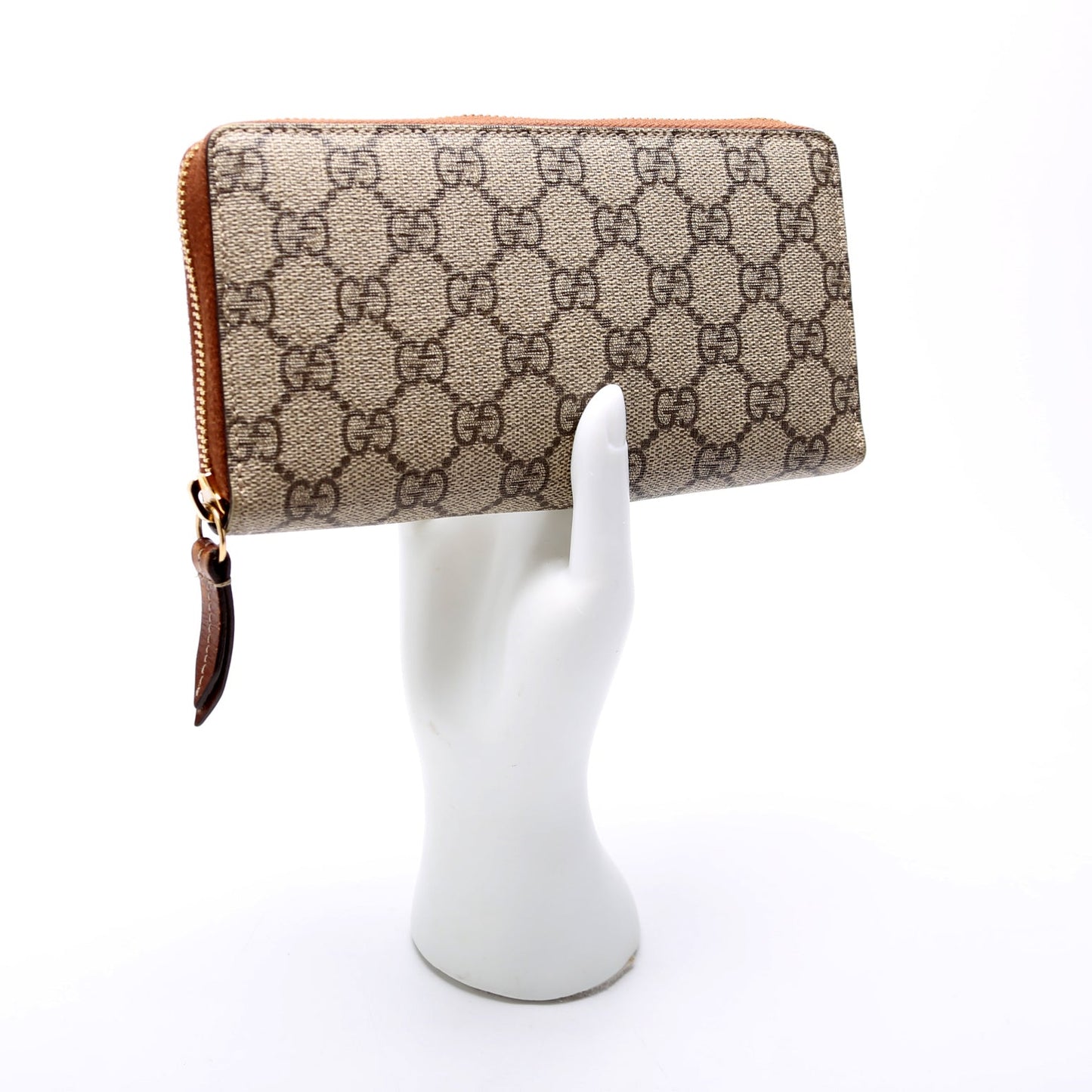 GG Supreme Calfskin Zip Around Wallet Brown