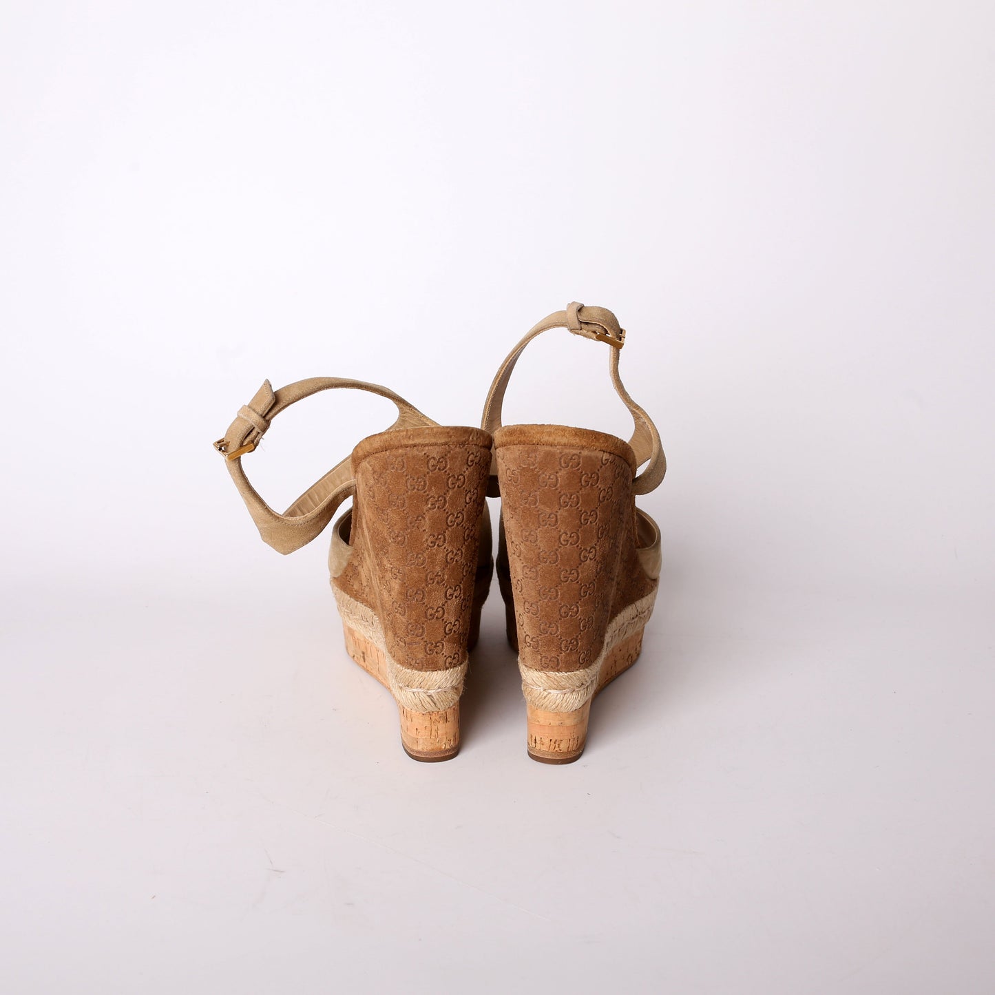 Gucci GG Suede Espadrille Wedges Size