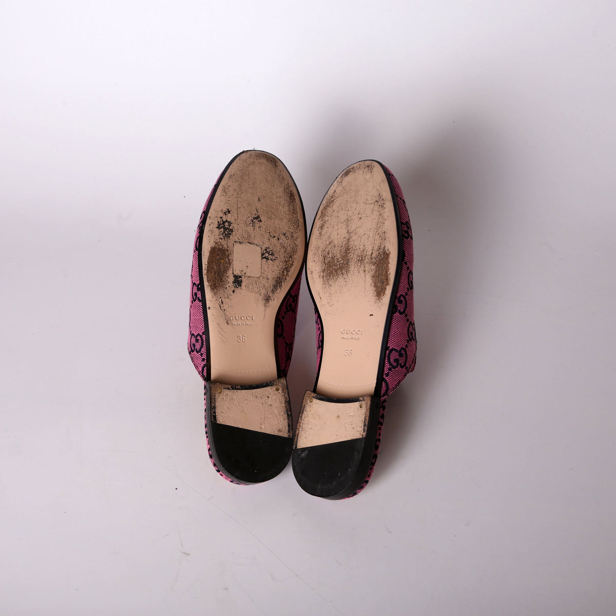 GG Canvas Princetown Mules Size
