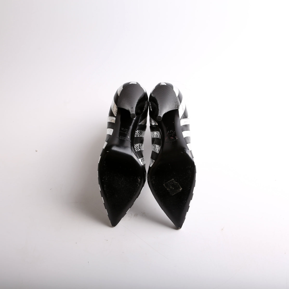 Kiki Striped Leather Booties Size .