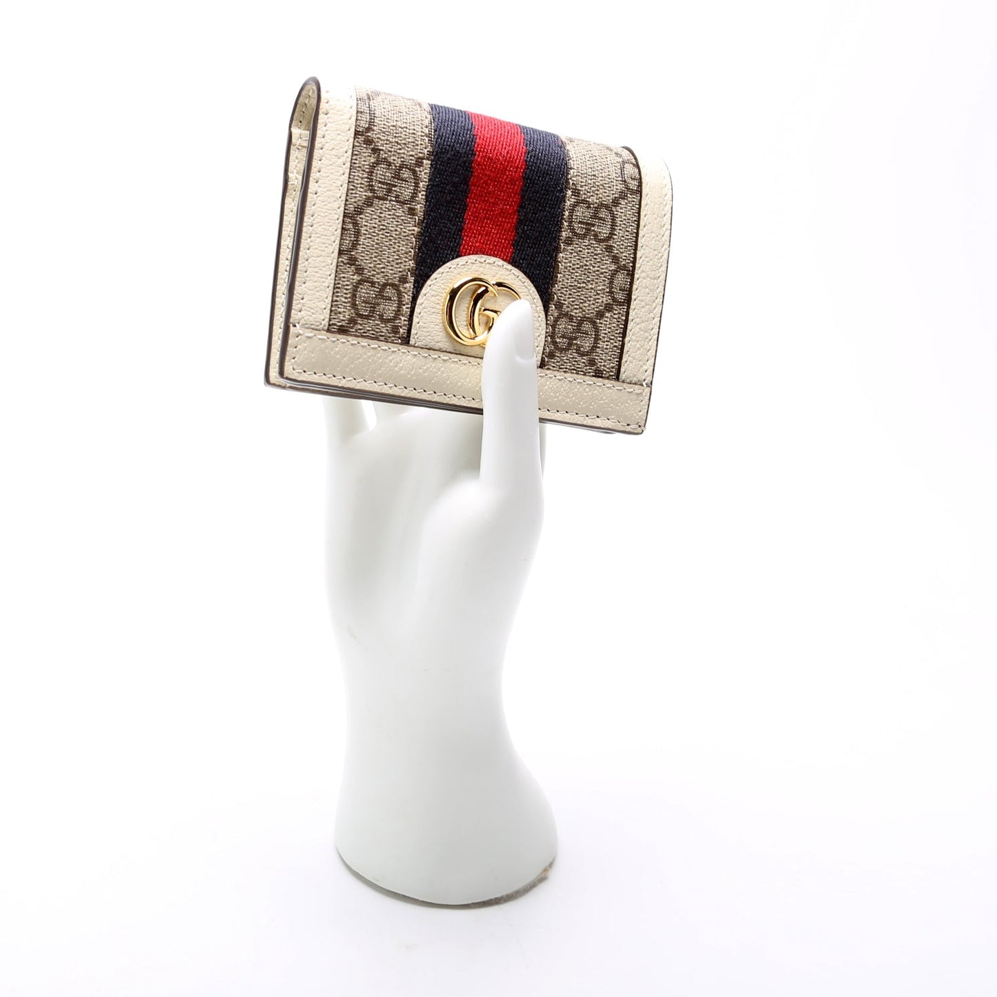 Ophidia GG Card Case Wallet White