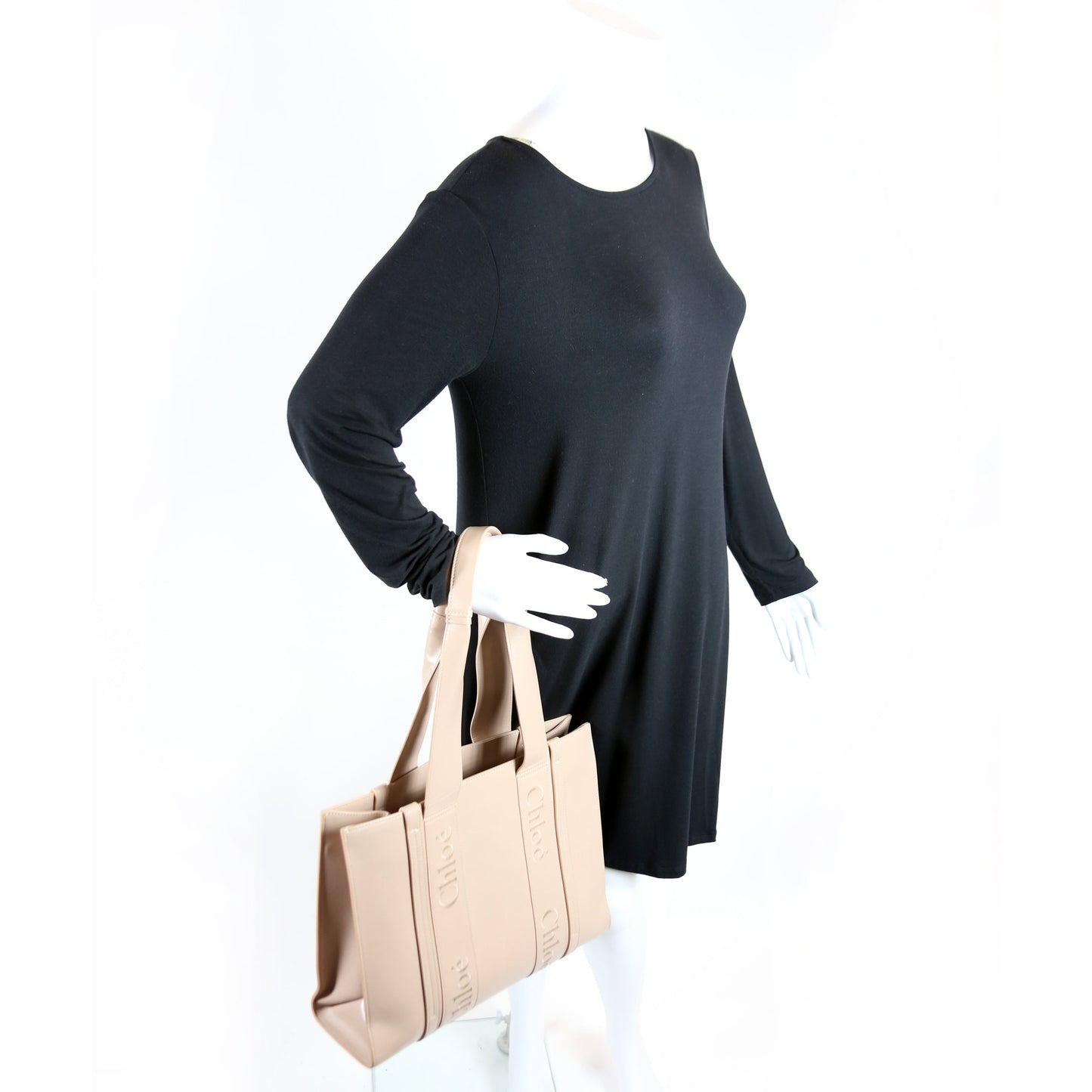 Woody Medium Leather Tote Pink