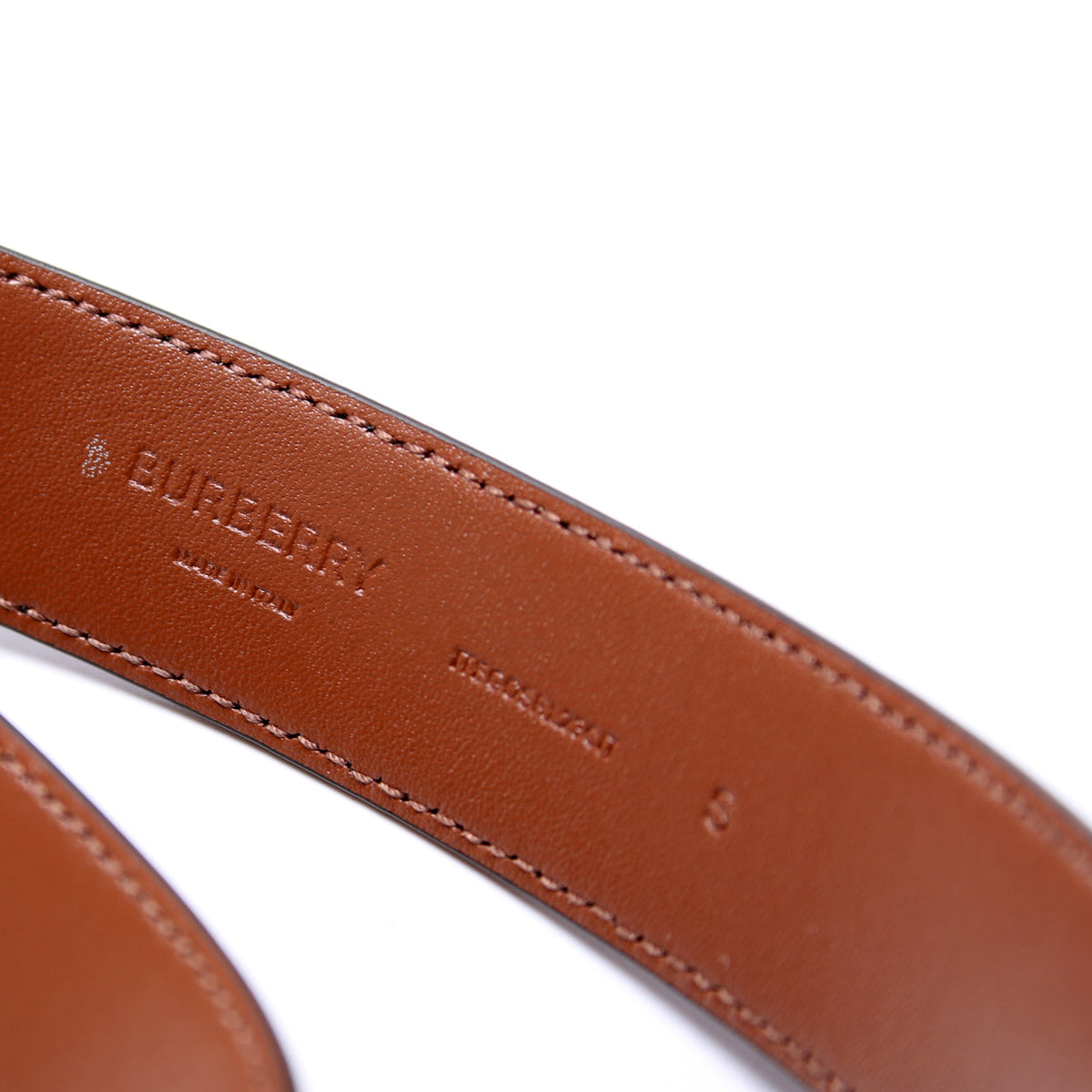 Mini TB Logo Leather Belt Size Small Brown