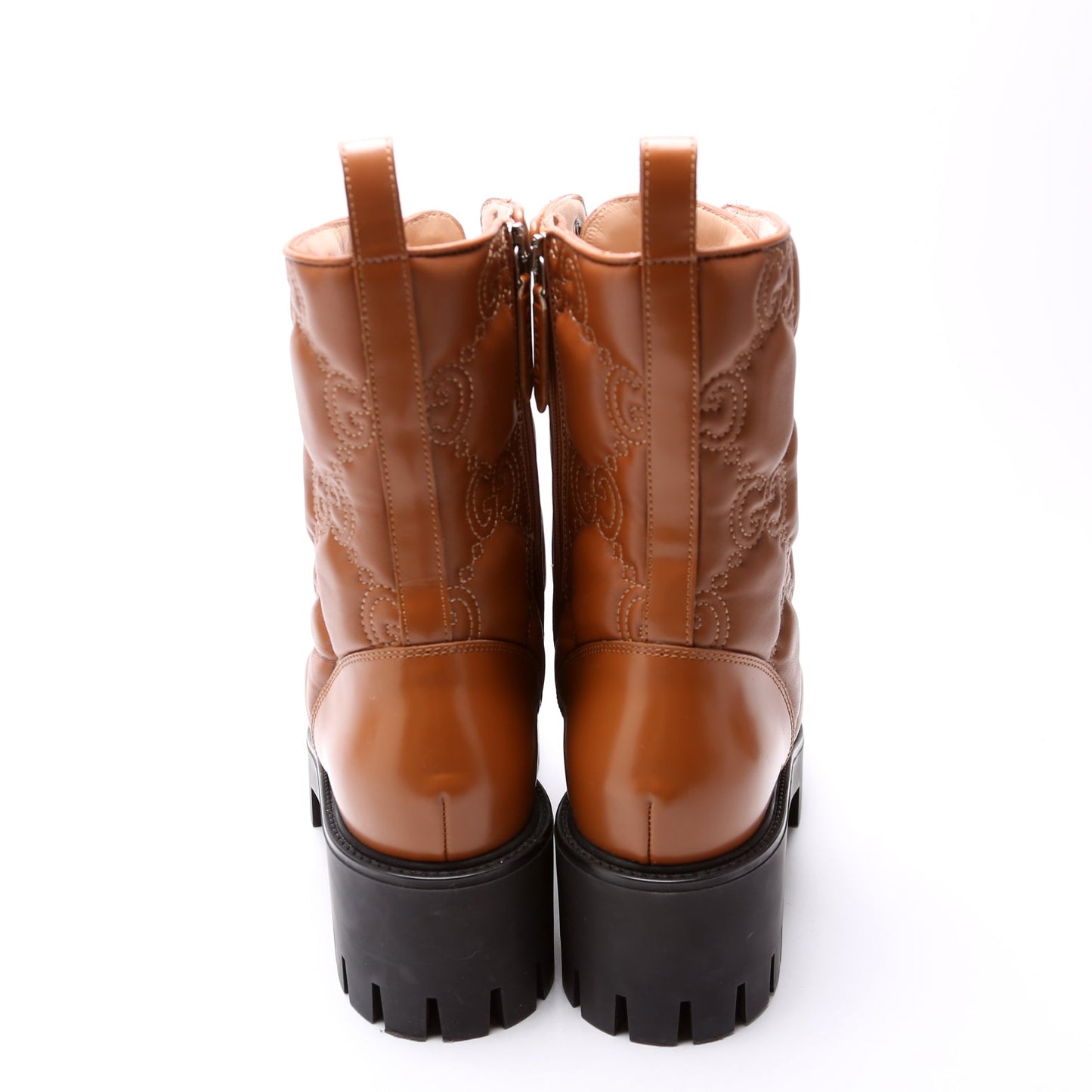 Gucci GG Matelasse Lace Up Boots Size . Brown