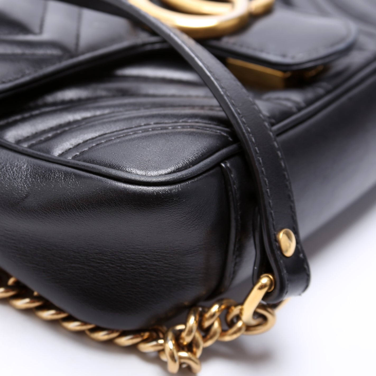 Gucci Marmont Leather Shoulder Mini Flap Black